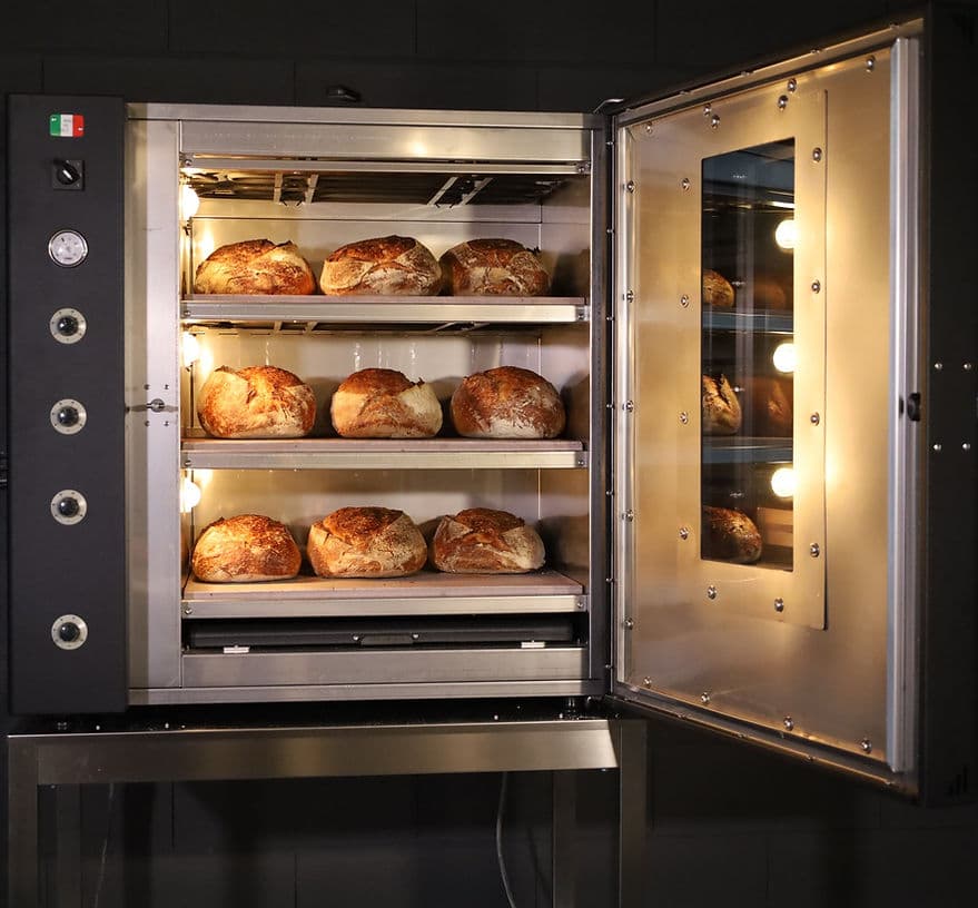 My Forno oven with three decks of bread